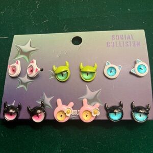 Hot Topic Social Collision Colorful Earrings Set
